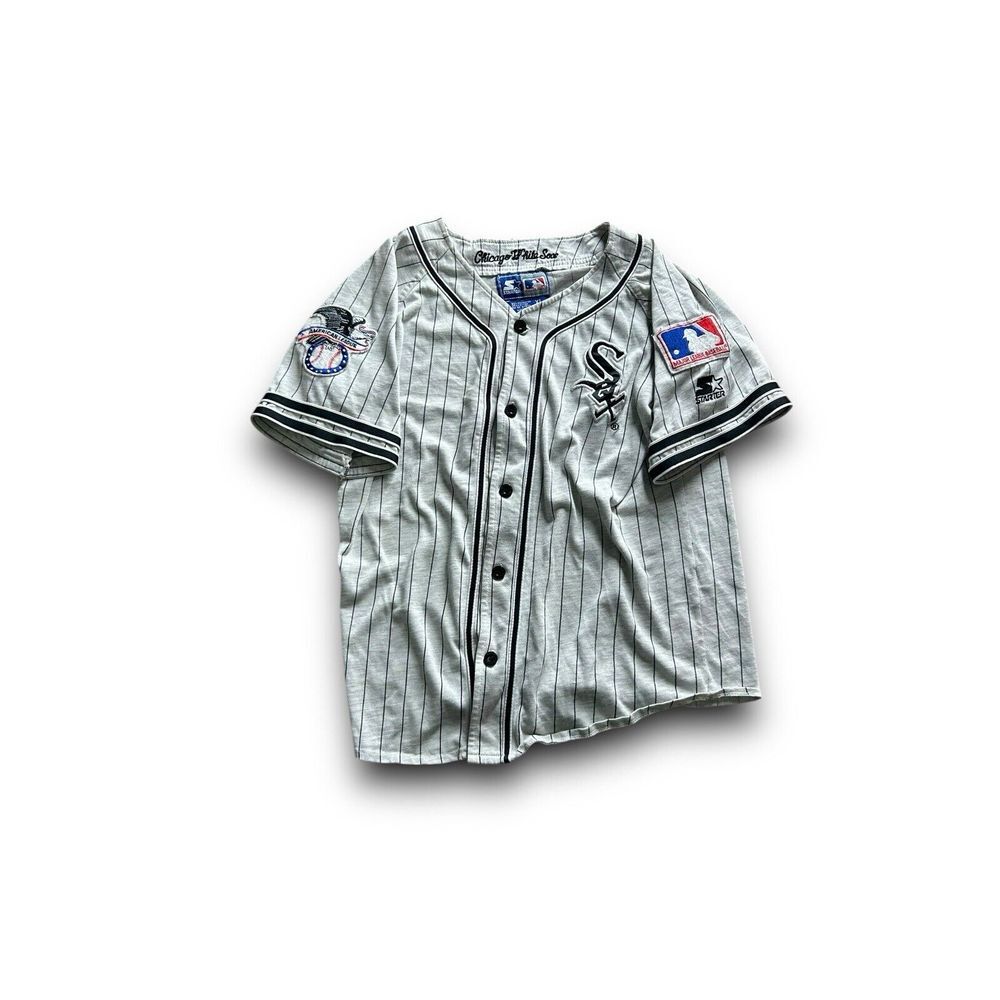 Vintage Starter MLB Chicago White Sox Baseball Jersey White Black Sports Retro